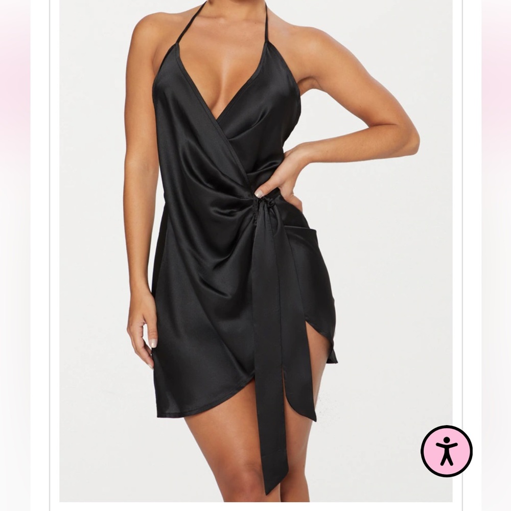 Pretty Little Thing black halter mini dress